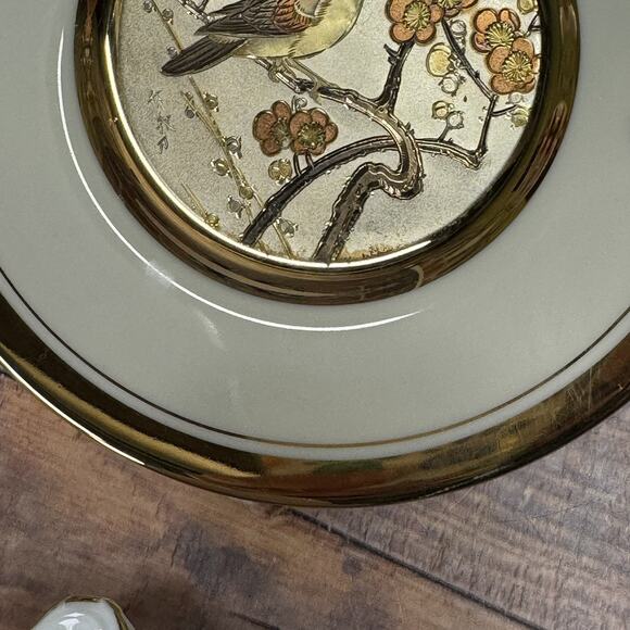 Art of Chokin Gold Plate 24K Original Dynasty Collection Floral‎ Tree Bird Japan - Picture 6 of 7